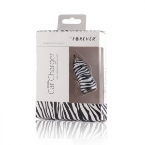 Ładowarka samochodowa Forever Zebra z kablem do iP