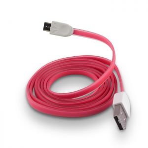 Kabel micro USB Forever silikonowy płaski różowy