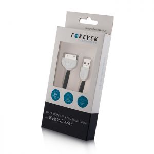 Kabel USB Forever do iPhone 3/4 silikonowy płaski