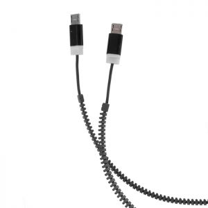 Kabel USB Forever 2w1 2x micro USB zipper czarny