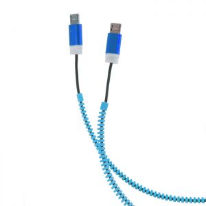 Kabel USB Forever 2w1 2x micro USB zipper niebiesk